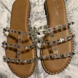 Clear Studded Gladiator Sandals - Gently used
